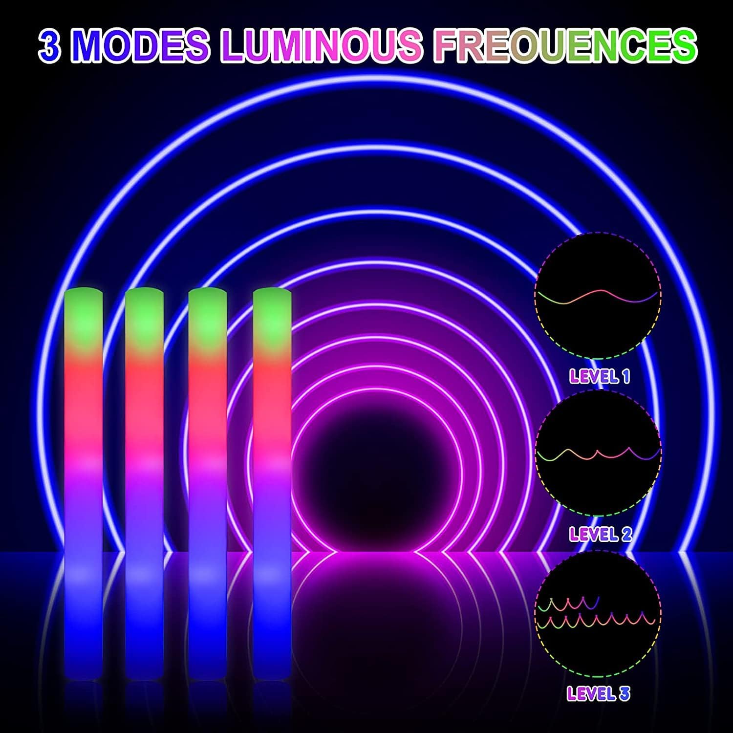 102Pcs Tongkat Busa LED Cheer  - Glow In The Dark Party Glasses ulasan dan harga